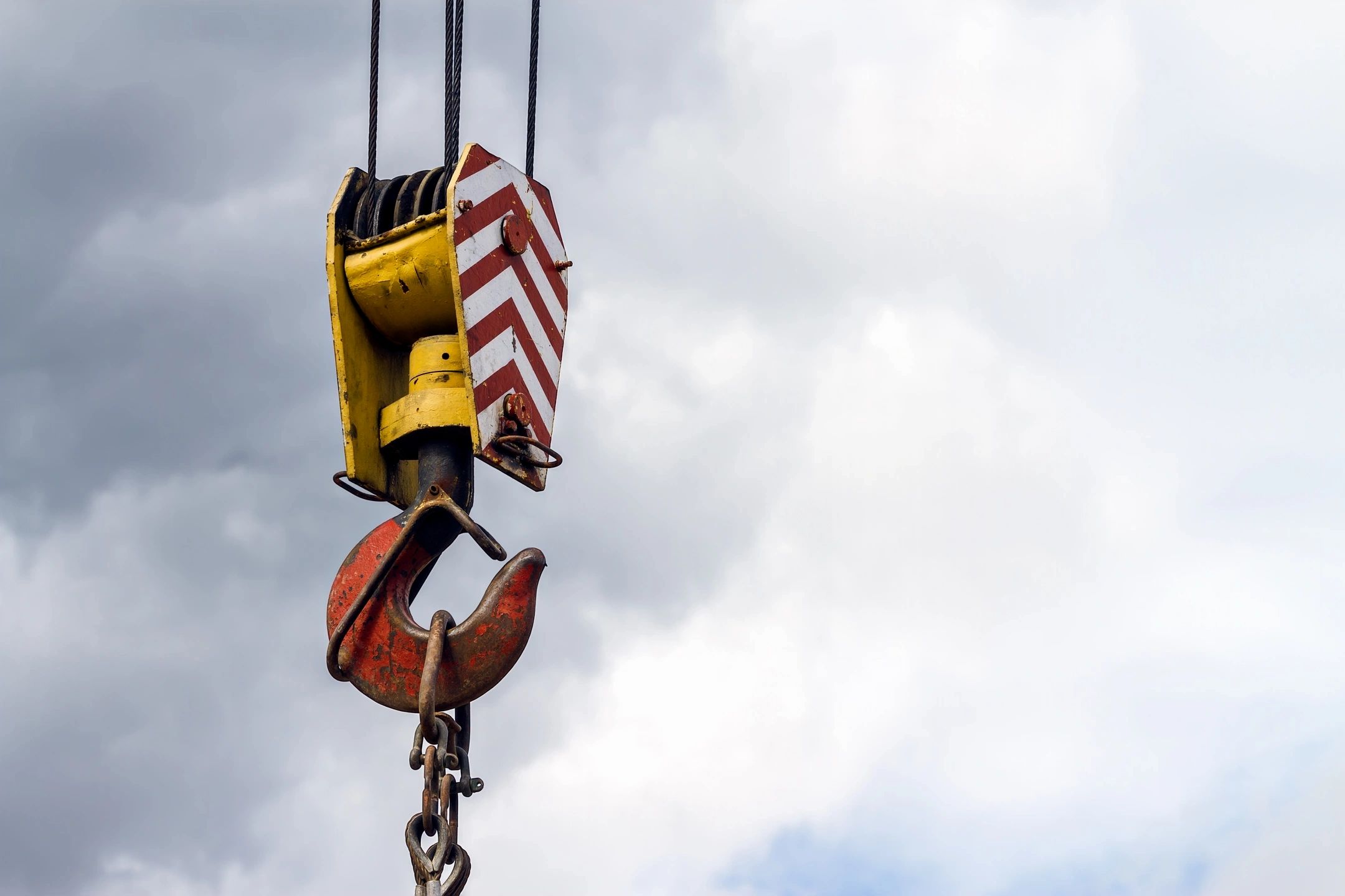 Industrial crane hook construction rigging